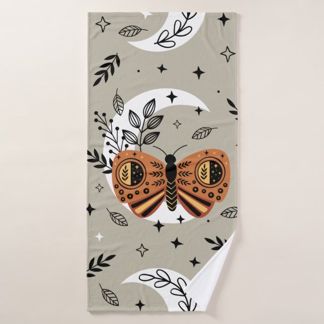 Toalha De Banho seamless pattern with bohemian butterfly on the mo (Toalha de Banho)