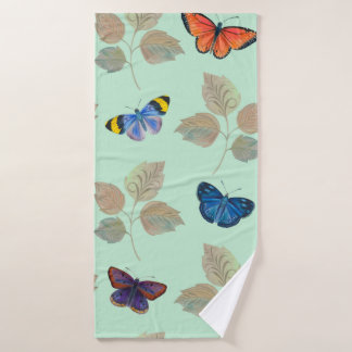 Toalha De Banho Seamless pattern with bright butterflies and branc