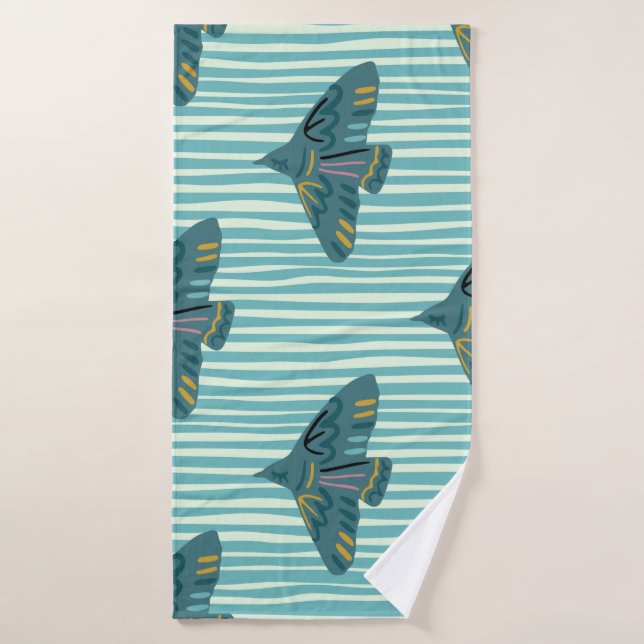 Toalha De Banho Seamless pattern with hand drawn bird vraetive sil (Toalha de Banho)