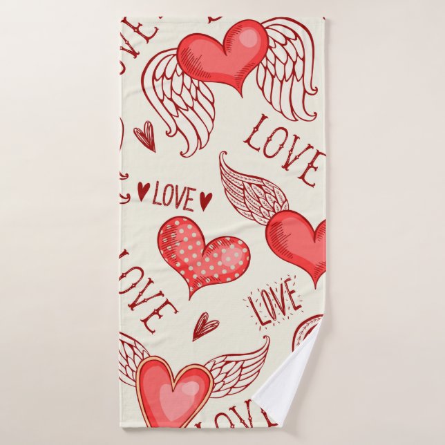 Toalha De Banho Seamless pattern with hearts. Happy Valentine's Da (Toalha de Banho)