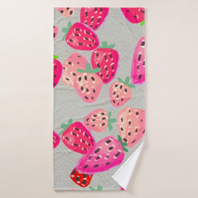 Toalha De Banho Seamless pattern with ripe strawberry. Hand drawn  (Toalha de Banho)