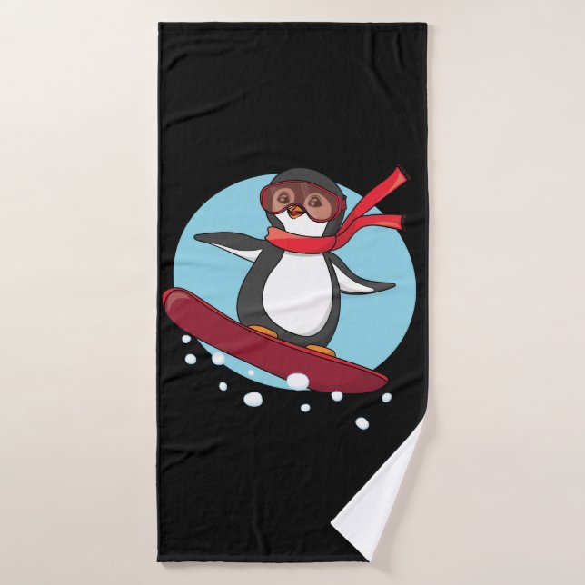 Toalha De Banho Snowboard Penguin (Toalha de Banho)