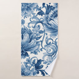 Toalha De Banho Sonhos Azuis | Chinoiserie Floral em Aquarela