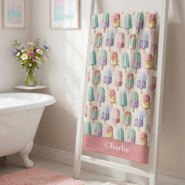 Toalha De Banho Sorvete Pastel Personalizado (Criador carregado)