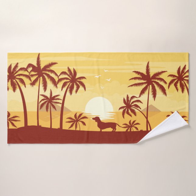 Toalha De Banho South California Dachshund Beach Towel Sunset (Toalha de Banho)