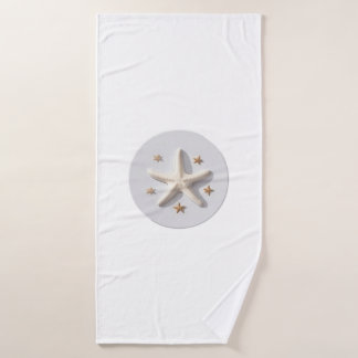 Toalha De Banho Starfish com estrelas Douradas e círculo prateado