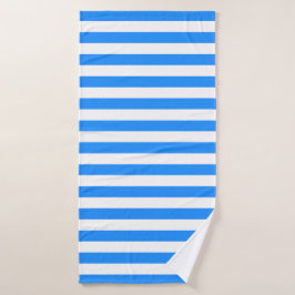 Toalha De Banho Stylish Striped White and Bright Blue