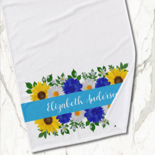 Toalha De Banho Sunflower Daisy Blue Floral