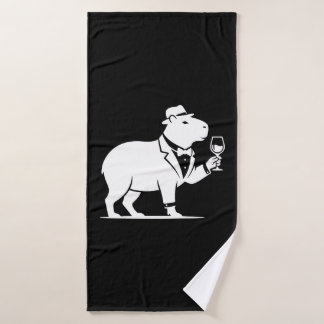 Toalha De Banho Tacaça de Vinho Capivara Engraçada Minimalista Mod
