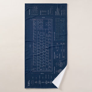 Toalha De Banho Tapete de Mesa Estendido Blueprint de Teclado Mecâ