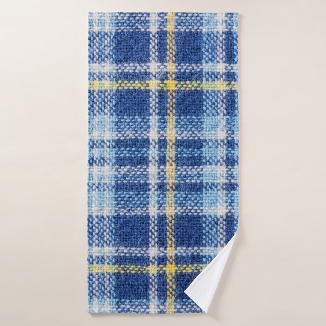 Toalha De Banho Tartan azul e amarelo ou fundo xadrez para as fas (Toalha de Banho)