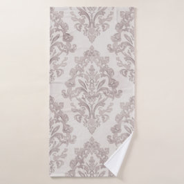 Toalha De Banho Taupe Suave Damasco Aquarela Floral Clássico