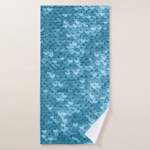Toalha De Banho Tecido brilhante azul-céu com sequências, abstrato