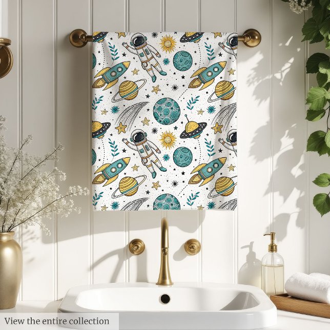 Toalha de Banho Tema Planeta Cores Pastel Suaves p (Planet Theme Bath Towel Soft Pastel Colors for Boy)