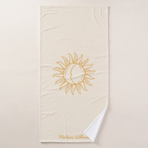 Toalha De Banho Tendência Personalizada Boho Amarelo Místico Lua S