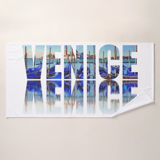 Toalha De Banho Texto de Veneza com reflexão (Toalha de Banho)