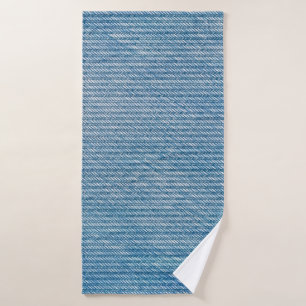 Toalha De Banho Textura de denim sem costura em azul de jeans