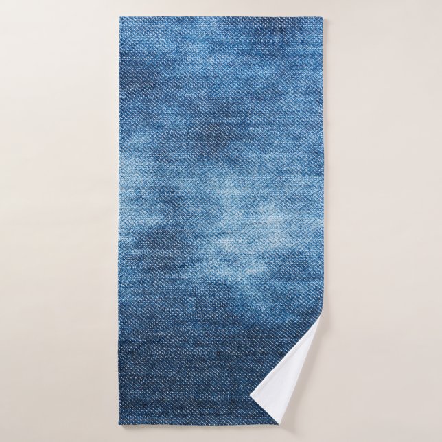 Toalha De Banho Textura de jeans de denim azul (Toalha de Banho)