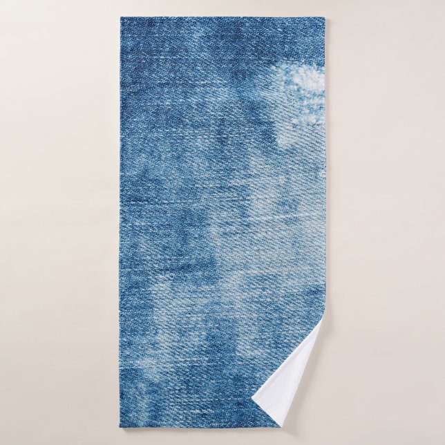 Toalha De Banho Textura de jeans de denim azul (Toalha de Banho)