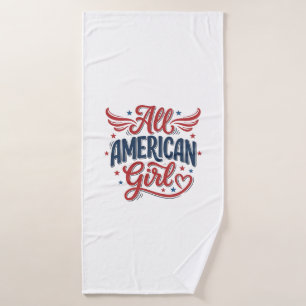 Toalha De Banho Toda Garota Americana Desenho Vetorial Vintage Pat