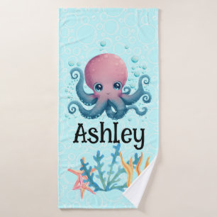 Toalha De Banho Topus personalizado do Sealife