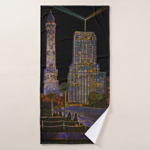 Toalha De Banho Torre d'água de Chicago Linda Arte Vintage Colorid