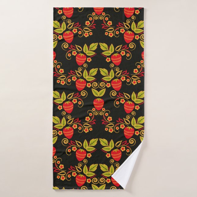 Toalha De Banho Traditional Russian seamless pattern with berries  (Toalha de Banho)
