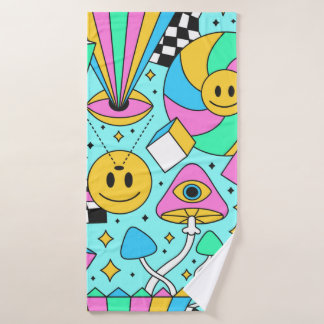 Toalha De Banho Trippy arco-íris 60 e pop psíquico sem soldadura