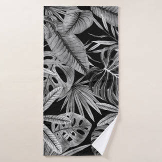 Toalha De Banho Tropical Monocromática, A Aquarela Deixa Textura.