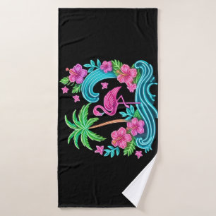Toalha De Banho Tropical Neon Flamingo