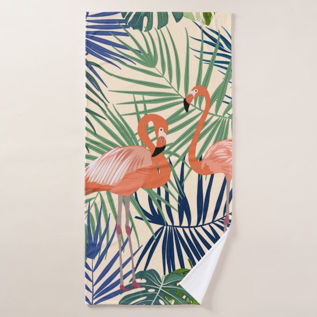Toalha De Banho Tropical seamless pattern with flamingo. Botany de (Toalha de Banho)