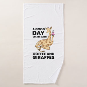 Toalha De Banho Um Bom Dia Começa Com Café E Girafa Engraçado