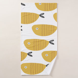 Toalha De Banho Um padrão infantil perfeito com peixes engraçados.