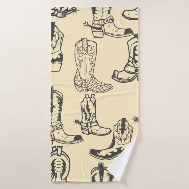 Toalha De Banho Um padrão perfeito com botas de cowboy. vaqueiro,  (Toalha de Banho)