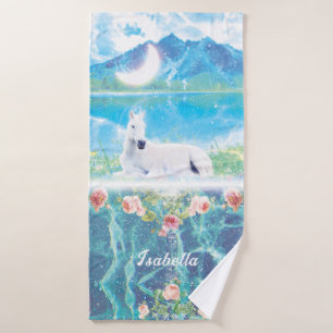 Toalha De Banho Unicórnio num sonho paraíso Personalizado