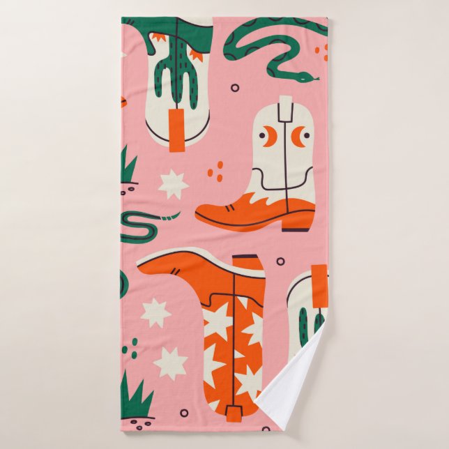 Toalha De Banho Vários padrões de botas de cowboy (Toalha de Banho)