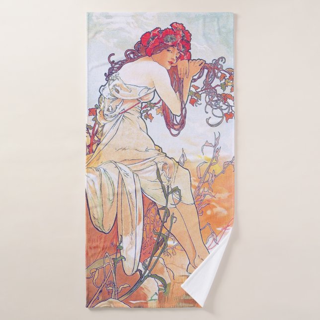Toalha De Banho Verão (Quatro Assentos), Alphonse Mucha (Toalha de Banho)