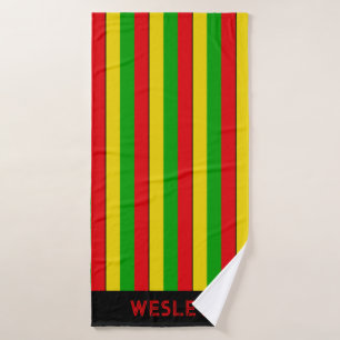 Toalha De Banho Vermelho Amarelo e Verde Rasta Strike