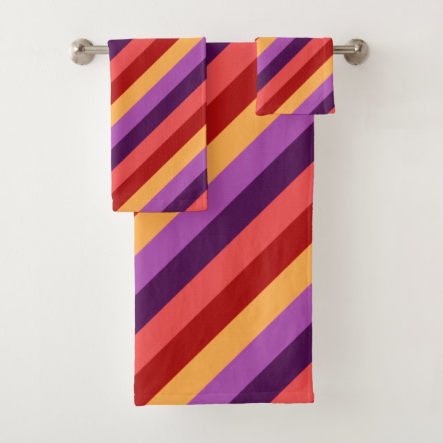 Toalha de Banho Vermelho de Cereja Stripes Violeta (Insitu)