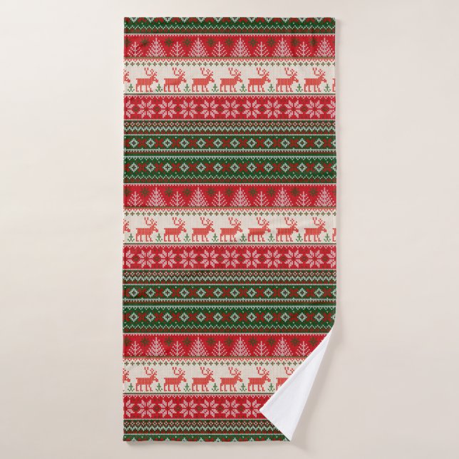 Toalha De Banho Vermelho Verde Natal (Toalha de Banho)