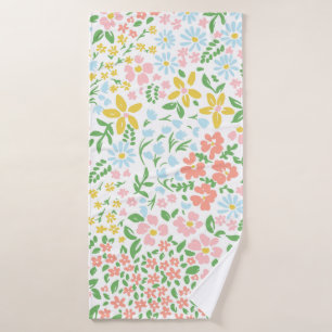 Toalha De Banho Vetor padrão floral sem costura em branco