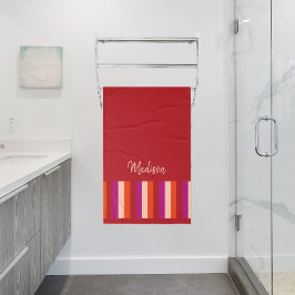 Toalha De Banho Vibrante Summer Strips Bath Towel - vermelho profu