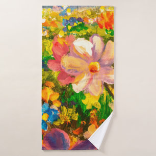 Toalha De Banho Vidro de pintura de grandes flores silvestres colo