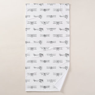 Toalha De Banho Vintage Airplanes Aviation Themed COR PERSONALIZAD