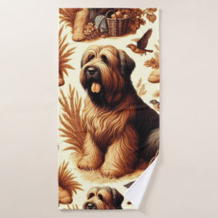Toalha De Banho Vintage Briard Dog Seamless