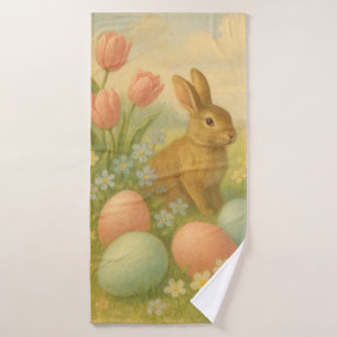 Toalha De Banho Vintage Bunny/Coelho Ovo de Páscoa/Primavera  