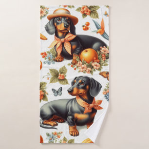 Toalha De Banho Vintage Dachshund Seamless