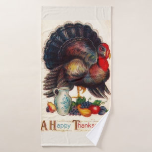 Toalha De Banho Vintage feliz Turquia da acção de graças