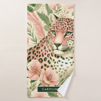 Toalha De Banho Vintage Floral Jungle Lepard