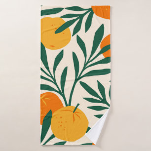 Toalha De Banho Vintage padrão uniforme com mandarinas. Trendy ha